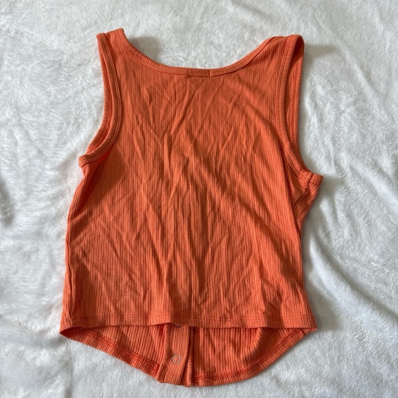 Bozzolo Ribbed Button-Front Tank Top - Orange - Picture 2 of 2